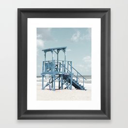 Blue Lifeguard Tower Framed Art Print