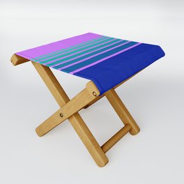 Lavender and Blue Horizon Folding Stool | Pattern, Horizon, Aqua, Curated, Graphicdesign, Neon, Digital, Geometric, Abstract, Minimalist 