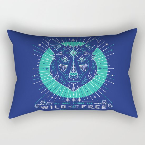Wild & Free Wolf – Navy Rectangular Pillow