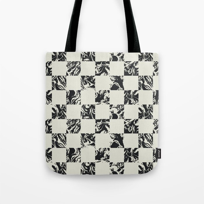 Outer Reach - Checkered Black and Cream Tote Bag