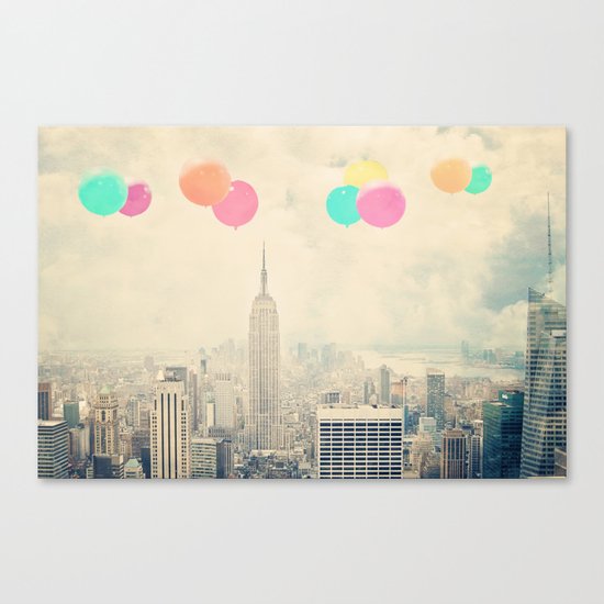 Balloons over the City Canvas Print