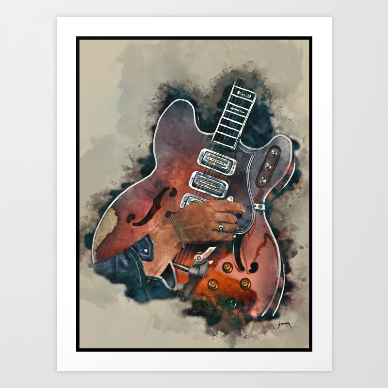 Auerbach S Electric Guitar Guitar Wall Art Hand Painted Guitar