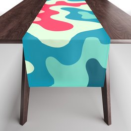 Soft Swirling Waves Abstract Nature Art In Tropical Essence Color Palette Table Runner