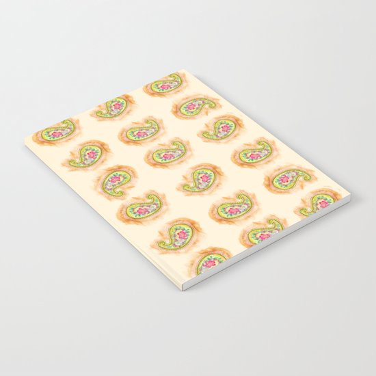 Paisley Watercolor in Tea (tan brown) Notebook