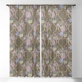Beaded embroidery summer bouquet Sheer Curtain