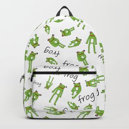 Gerald the Frog on white Backpack | Digital, Cute, Frog, Funny, Pattern, Amphibian, Silly, Green, Graphicdesign 