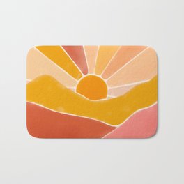 Wonderful Sunset Boho Bath Mat | Happy, Yellow, Landscape, Sunset, Beautiful, Orange, Aesthetic, Nature, Mountains, Painting 