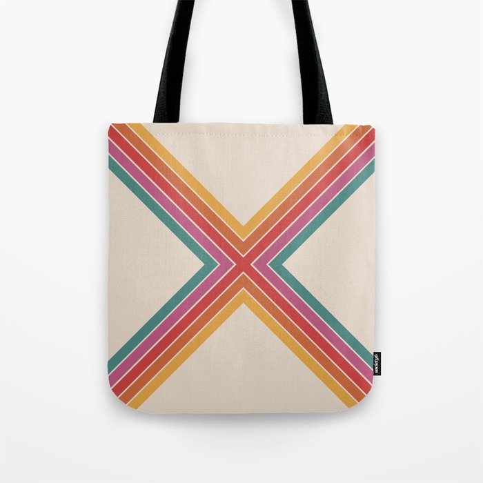 Mahana - Classic 70s Style Retro Stripes Star Tote Bag