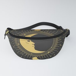 Golden ornate frame with Moon on black background - Fanny Pack