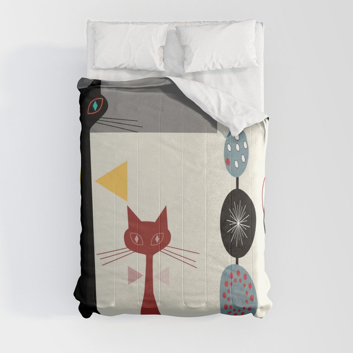 Mid-Century Modern Art Cats Comforter