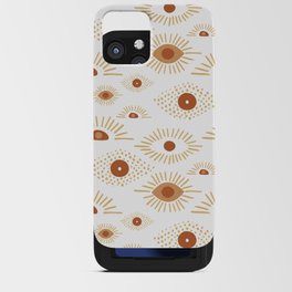 Modern Evil Eye Pattern - Ruddy Brown and Yellow iPhone Card Case