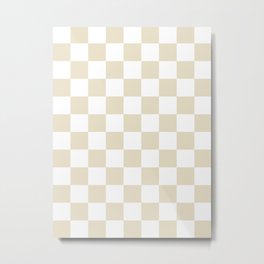 Checkered - White and Pearl Brown Metal Print
