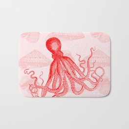 Octopus SeaShells Salmon Color Design Bath Mat | Animaloctopus, Octopus, Ocean, Shells, Seashells, Naturelovers, Octopuslovers, Sea, Pastel, Summerdesign 