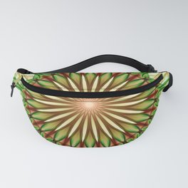 Warm green and red mandala Fanny Pack