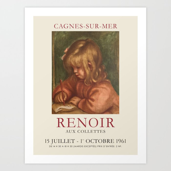 Pierre-Auguste Renoir. Vintage poster for exhibition in Cagnes-Sur-Mer, 1961. Art Print