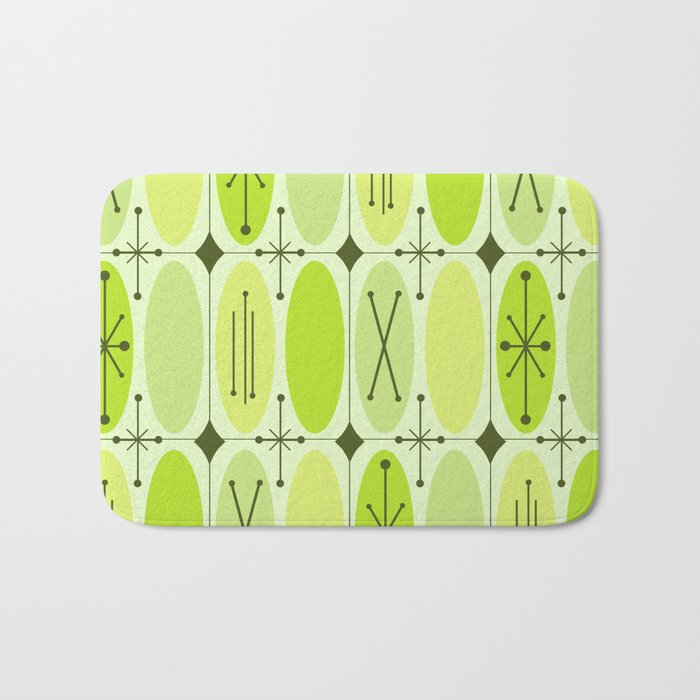 Atomic Era Ovals In Rows Chartreuse Bath Mat