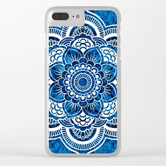 Mandala Cerulean Blue Colorburst Clear iPhone Case