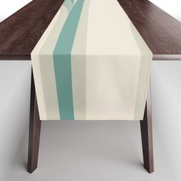 Retro Groovy Abstract Design in Teal, Light Green and Neutral Tones Table Runner