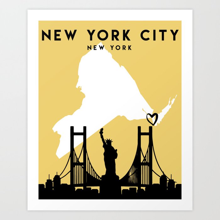 New York City New York Love City Silhouette Skyline Art Art Print By Deificusart