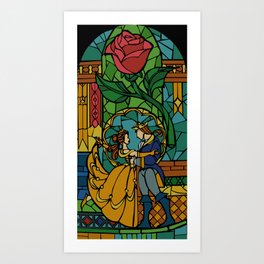 Beauty and The Beast - Stained Glass Art Print