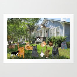 Cottage Cats2 Art Print