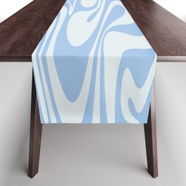 Mod Swirl Retro Abstract Pattern in Light Powder Blue Table Runner