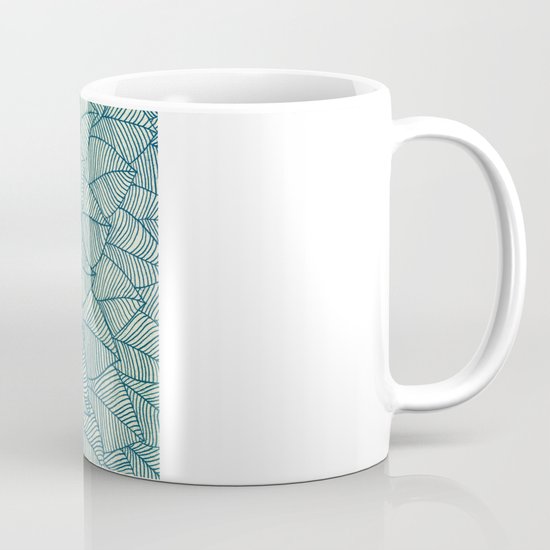 Emerald Green, Navy & Cream Floral & Leaf doodle Coffee Mug