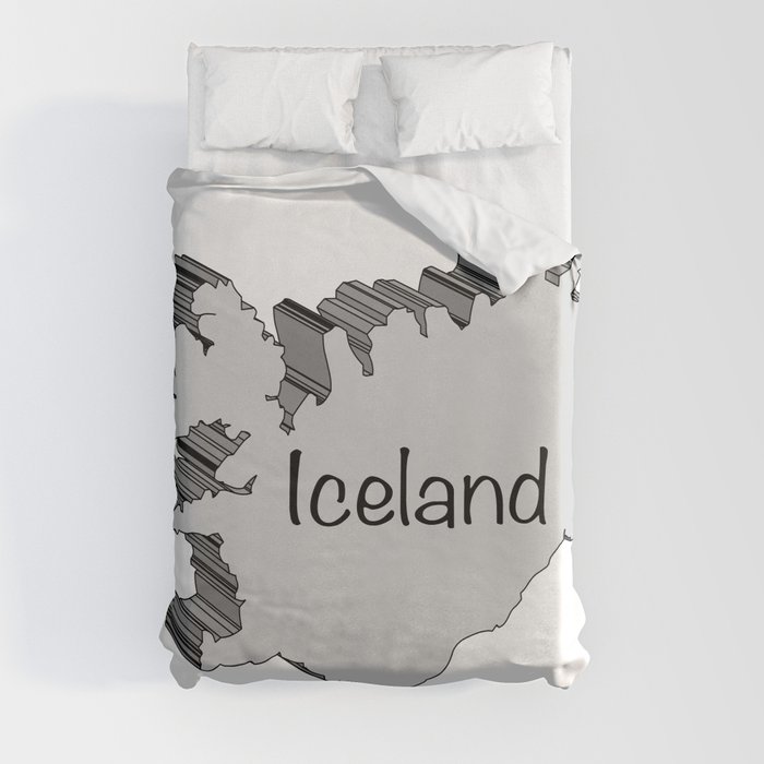 Iceland 3D Map Duvet Cover