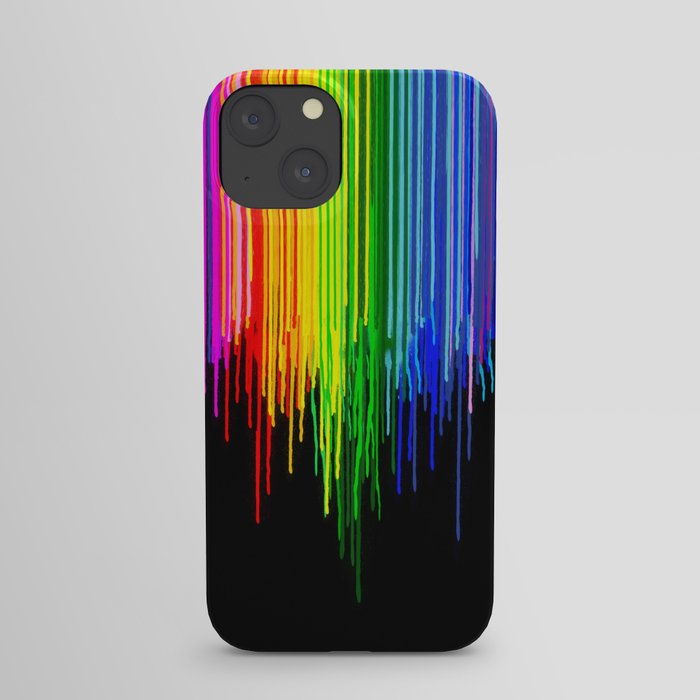 Rainbow Paint Drops on Black iPhone Case