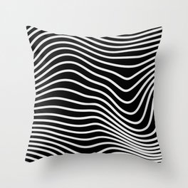 Wavy Lines Optical Illusion Black and White Throw Pillow
