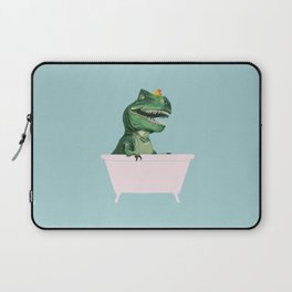 Playful T-Rex in Bathtub in Green Laptop Sleeve