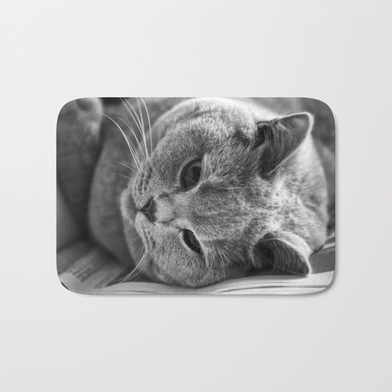 Cat Black white 3 Bath Mat