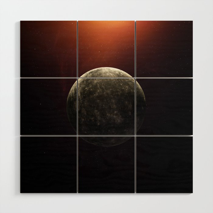 Mercury planet. Poster background illustration. Wood Wall Art