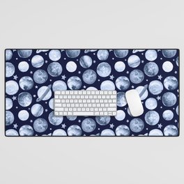 Watercolor pattern illustration of space galaxy with planets and stars Desk Mat
