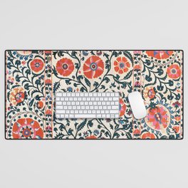 Shakhrisyabz Suzani  Uzbekistan Antique Floral Embroidery Print Desk Mat