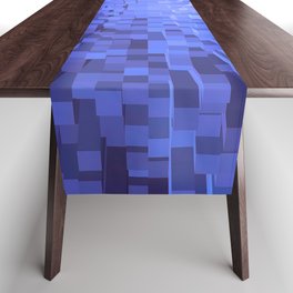 Blue Pixelated Pattern Table Runner