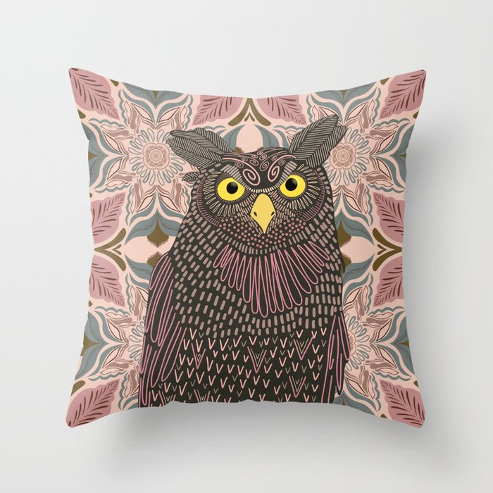 Pink Owl | Owl Lovers Gift Throw Pillow