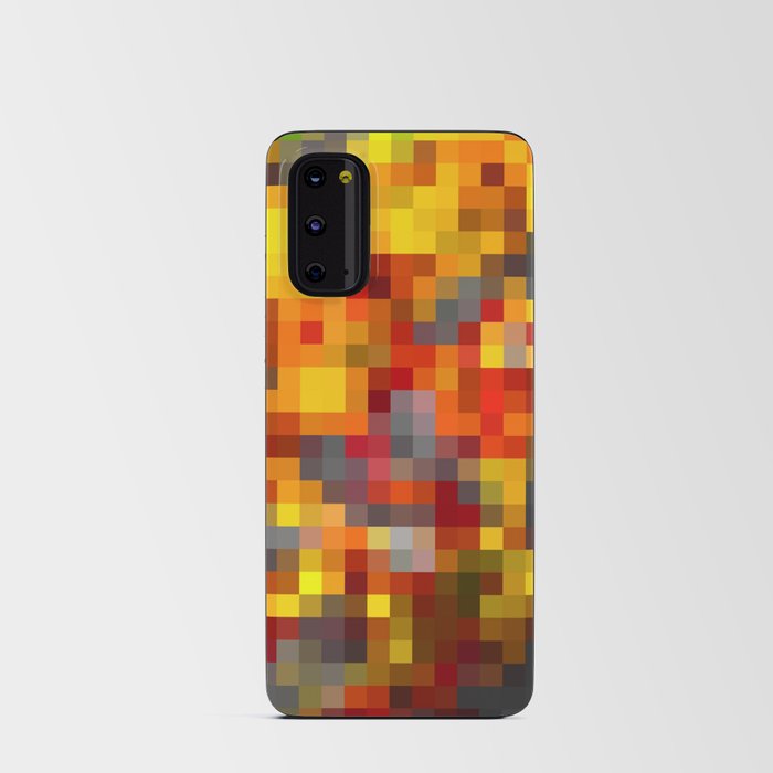 geometric pixel square pattern abstract background in brown yellow black Android Card Case