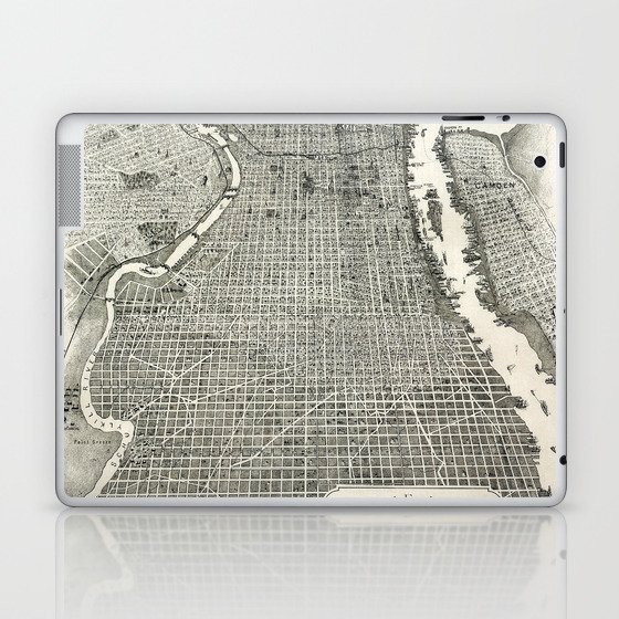 Philadelphia-Pennsylvania-United States-1870 vintage pictorial map Laptop & iPad Skin