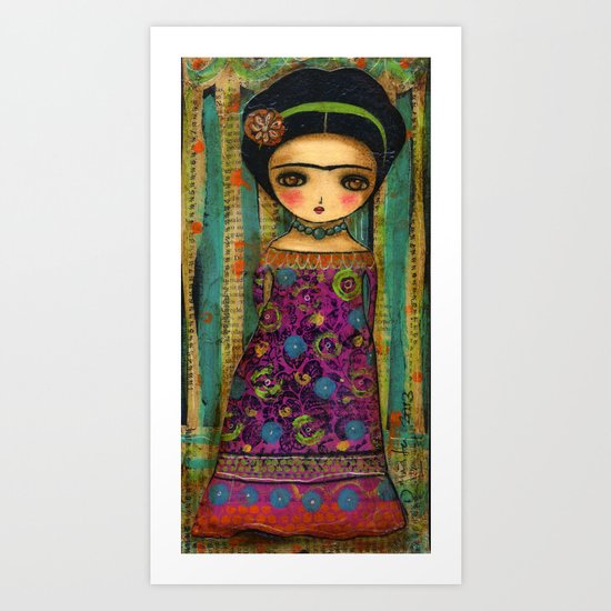 Frida In A Purple And Blue Dress Art Print