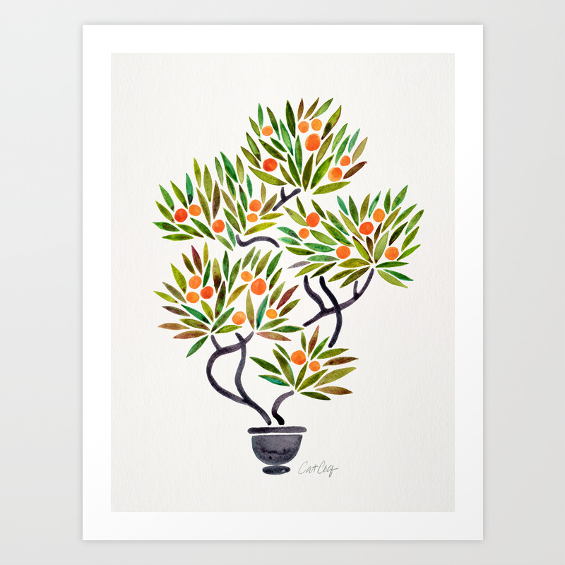 Bonsai Tree Orange Fruit Art Print By Catcoq Society6