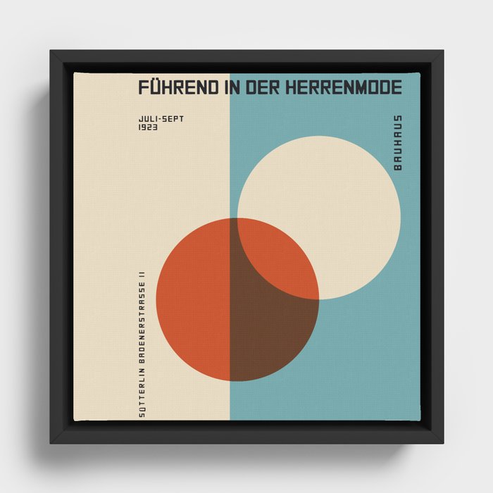 Bauhaus Poster 2 Overlapping Circles Framed Canvas