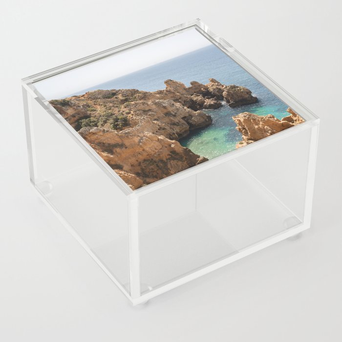 Summer in the Algarve | Rocks on the Coast in Portugal Art Print | Ocean Travel Photography in Europe Acrylic Box