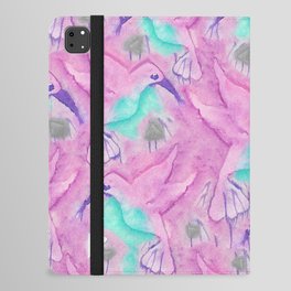 Beautiful pink teal purple watercolor hummingbird iPad Folio Case