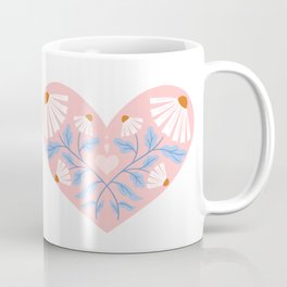 Folk Art Daisy Heart Coffee Mug