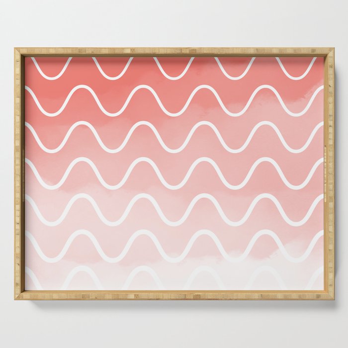 Living Coral Watercolor Ombre Striped Waves (Pantone Living Coral ...