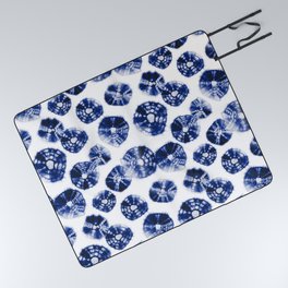 Shibori Kumo dots blue & white Picnic Blanket