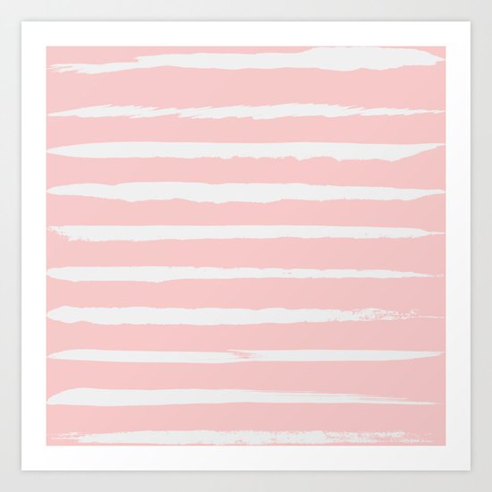 Irregular Hand Painted Stripes Pink Art Print