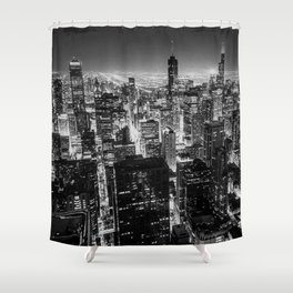 Chicago Skyline at Night Shower Curtain