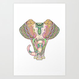 Mandala elephant psicodelic Art Print